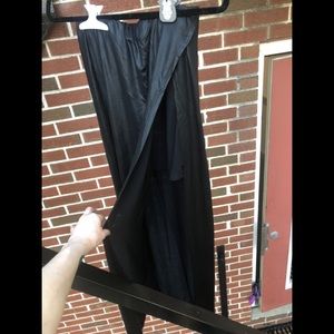 Mesh Insert Slit Maxi Skirt